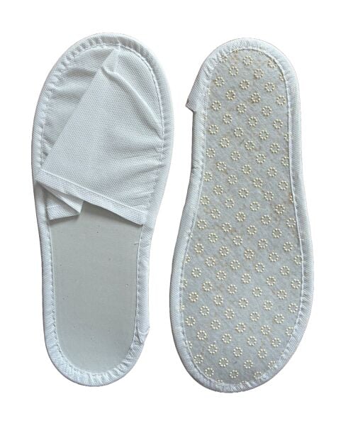 3 mm Eva Tabanlı Biyeli Terlik, Kaydırmaz Tabanlı, Otel Terliği, Beyaz/