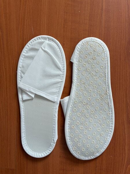 3 mm Eva Tabanlı Biyeli Terlik, Kaydırmaz Tabanlı, Otel Terliği, Beyaz/