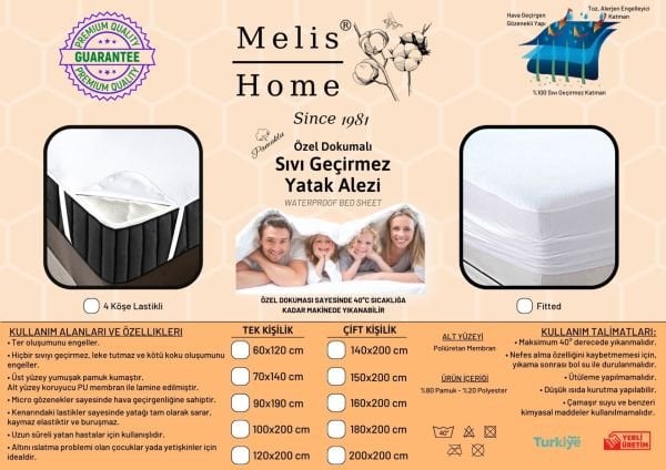 Pamuklu Sıvı Geçirmez Alez, 4 Köşe Lastikli