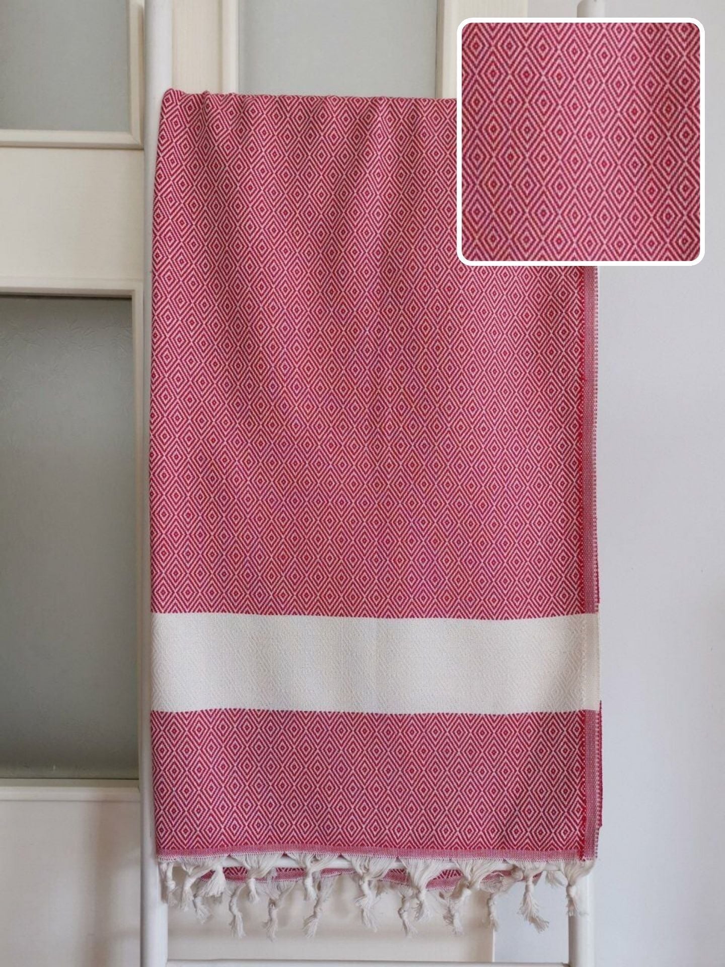 Peştemal, %100 Pamuk, 100x180, Banyo Havlusu, Plaj Havlusu, Elmas/ Kırmızı