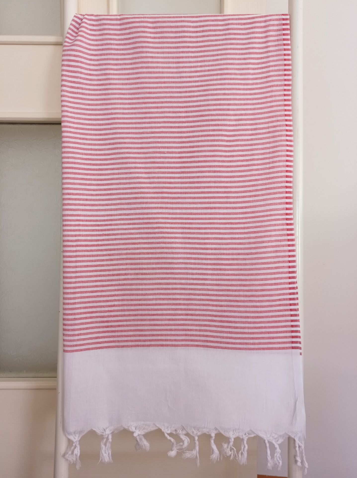 Peştemal, İnce Çizgili, 95x180, Pamuk, Kırmızı,