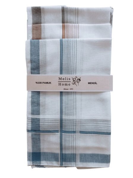 Erkek Mendili, 12 Adet, %100 Pamuk, 40x40 cm. Çizgili