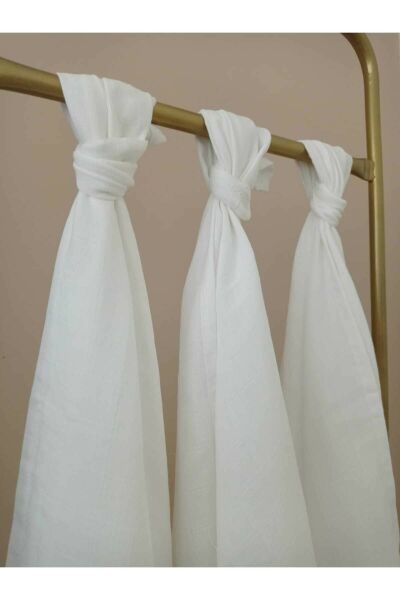 Müslin Bebek Örtüsü, 75x75 Cm. %100 Pamuk, Çift Katlı, Müslin Örtü, Beyaz/