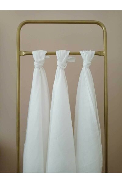 Müslin Bebek Örtüsü, 75x75 Cm. %100 Pamuk, Çift Katlı, Müslin Örtü, Beyaz/