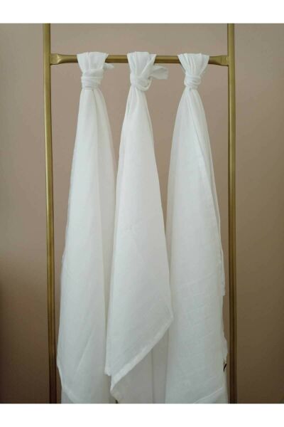 Müslin Bebek Örtüsü, 75x75 Cm. %100 Pamuk, Çift Katlı, Müslin Örtü, Beyaz/