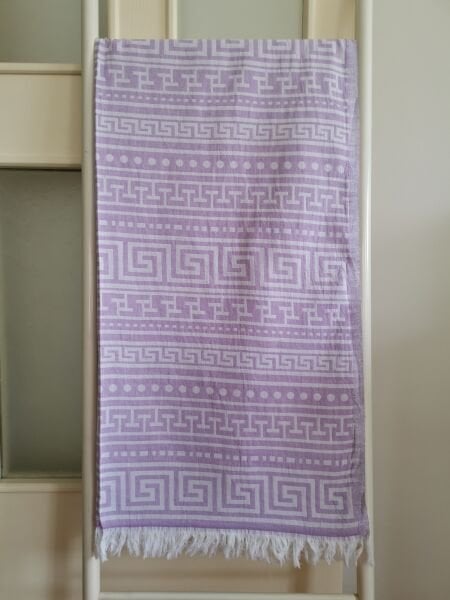 Peştemal, 95x180, Banyo Havlusu, Plaj Havlusu, Çift Katlı Grek Lila