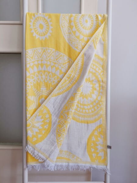 Peştemal, 90x180, Banyo Havlusu, Plaj Havlusu, Çift Katlı Galaksi Sarı