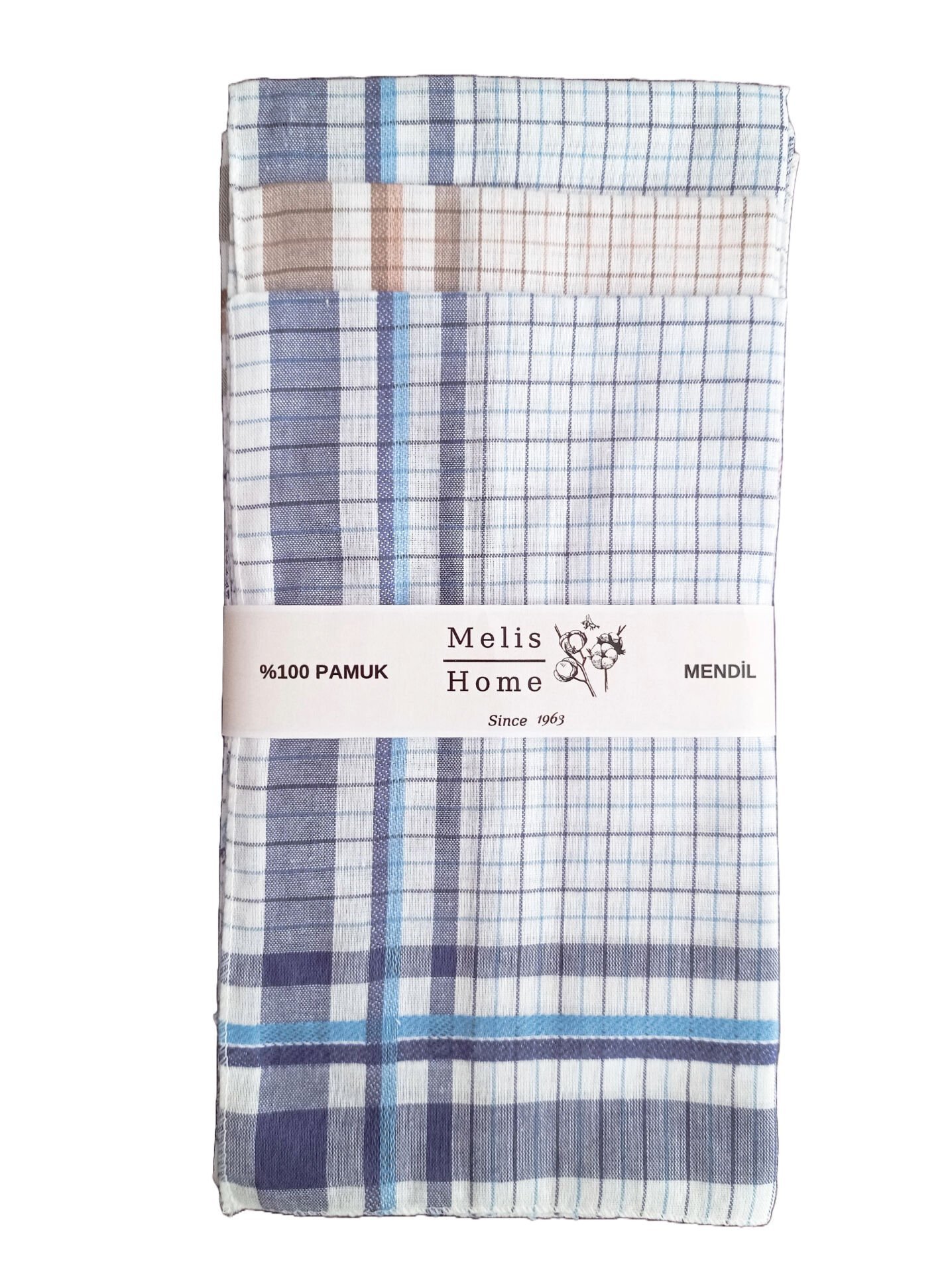Erkek Mendili, 12 Adet, %100 Pamuk, 40x40 cm. Kareli