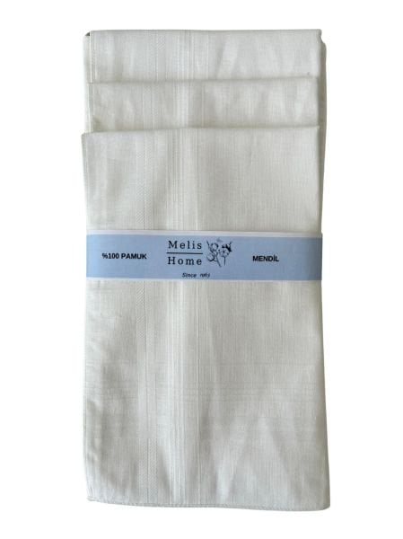 Beyaz Mendil, 12 Adet, %100 Pamuk, 42x42 cm.