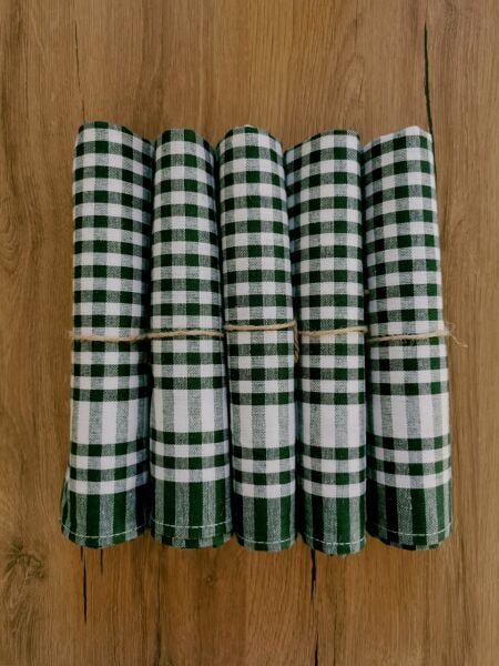 5 Adet, Kurulama Bezi, 50x70, Kareli Yeşil