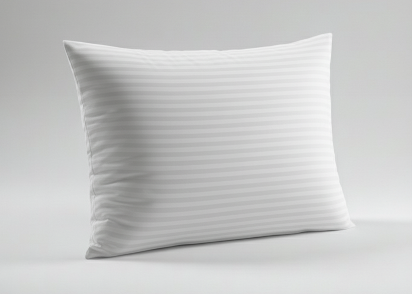 Yastık Kılıfı, 50x70+20, Kapaklı, Polycotton Çizgili Saten, 83 Tel, Beyaz*