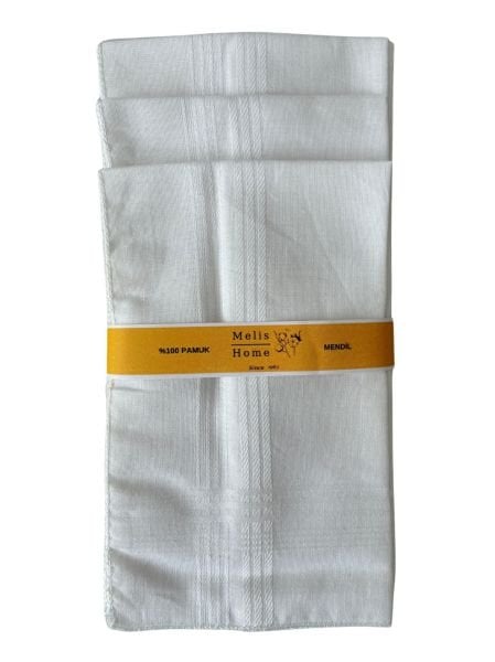 Beyaz Mendil, 12 Adet, %100 Pamuk, 39x39 cm.